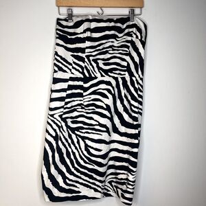 Express Design Studio Y2K Style Black & White Zebra Strapless Midi Dress size 12